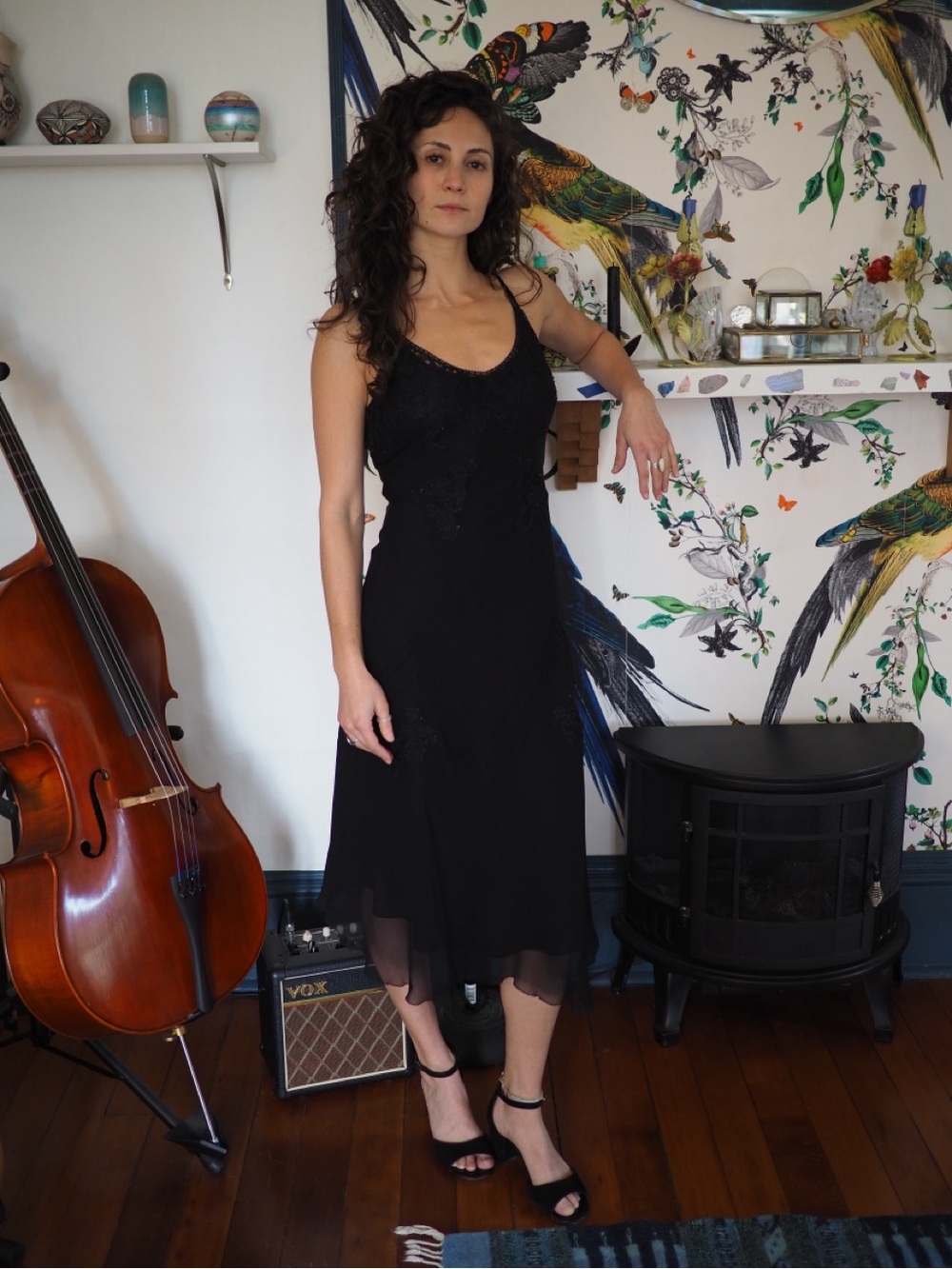 Vintage Betsey Johnson biased cut silk dress